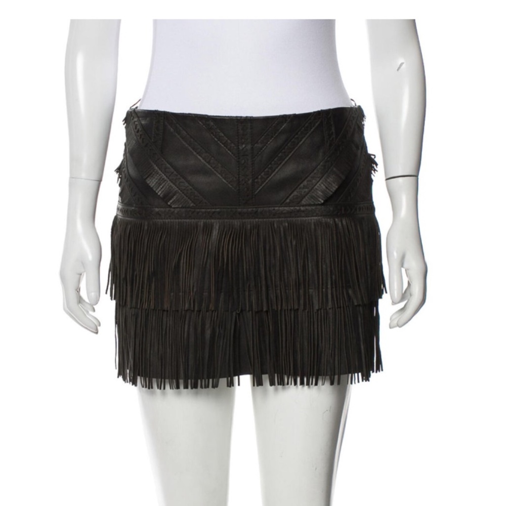 PARKER Black Leather Mini Skirt Size: XS US 2